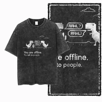 Camiseta Divertida em algodão lavado, Gráfico Dino Game Camiseta Divertida em algodão lavado, Gráfico Dino Game