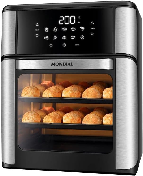3% off no PIX Fritadeira Air Fryer Forno Oven 12L, Mondial, Preto/Inox, 2000W, 110V – AFO-12L-BI