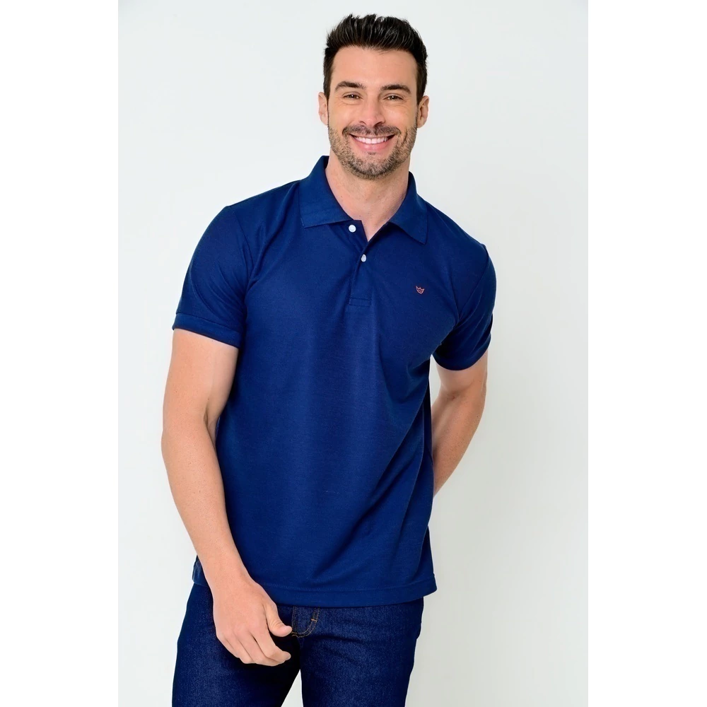 -25%OFF Camisa Polo Masculina Piquet Azul Marinho