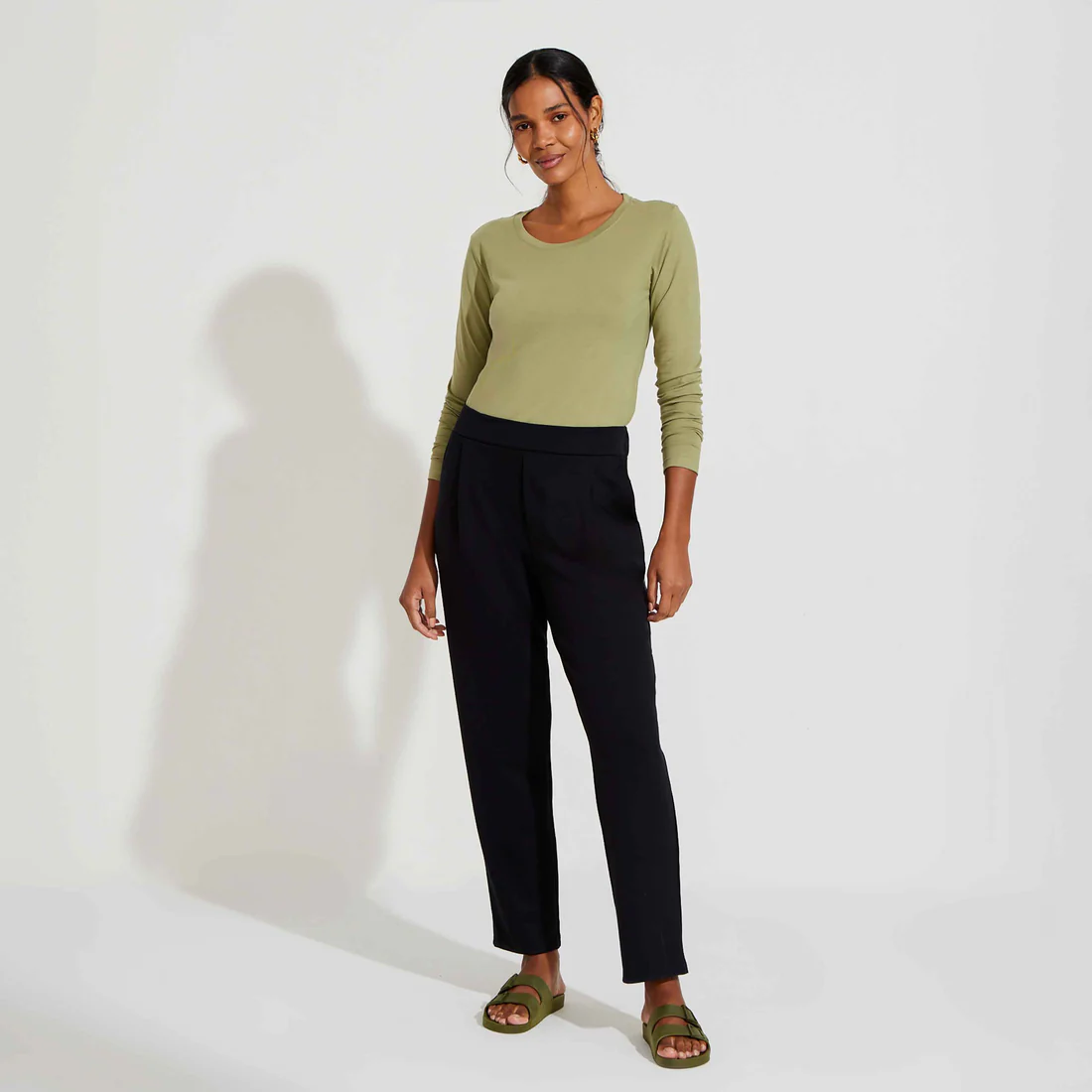 -59%OFF Camiseta Pima Manga Longa Feminina | Life Collection – Verde Jade