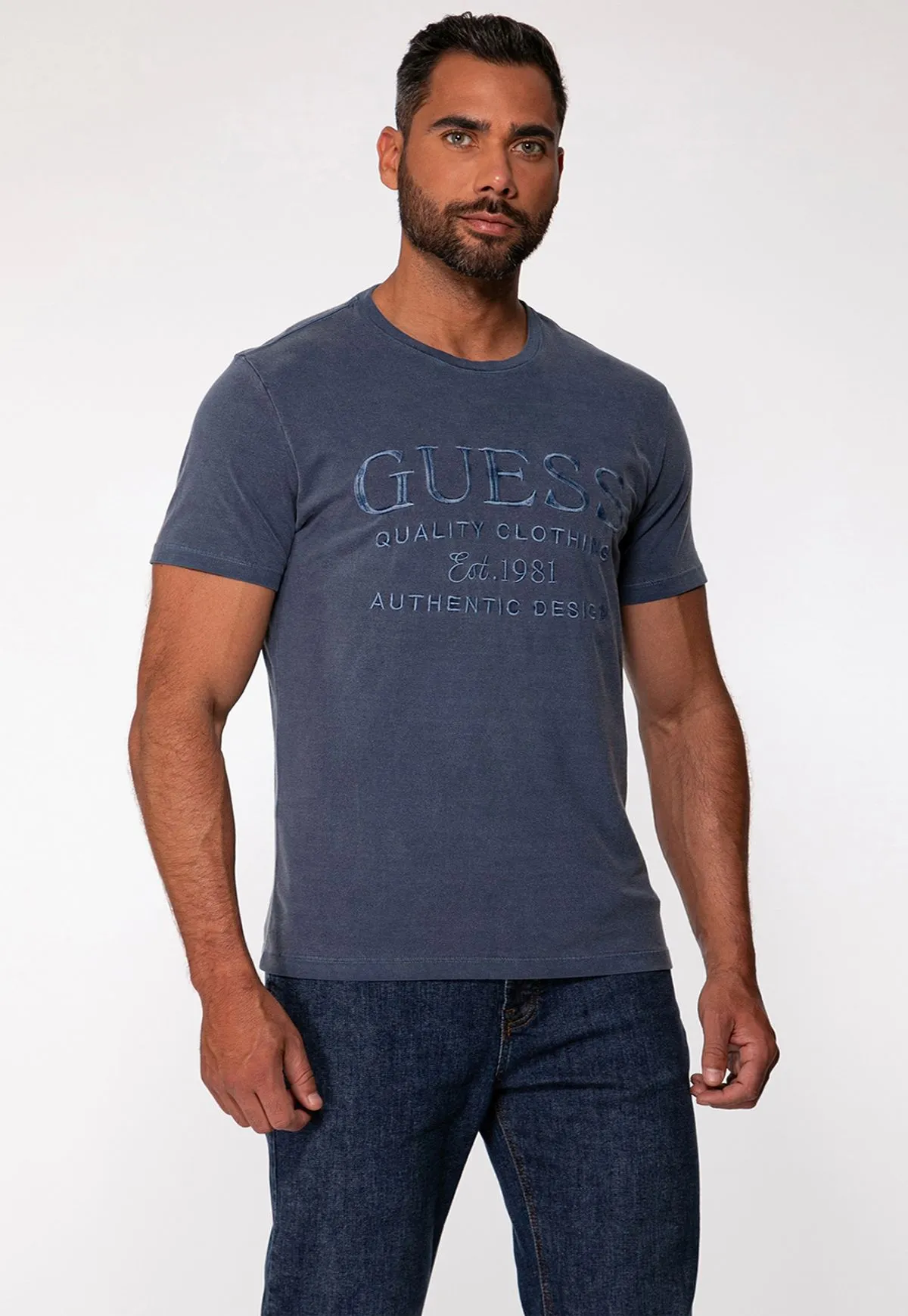 -39%OFF Camiseta Bordado Estonado Azul -39%OFF Camiseta Bordado Estonado Azul