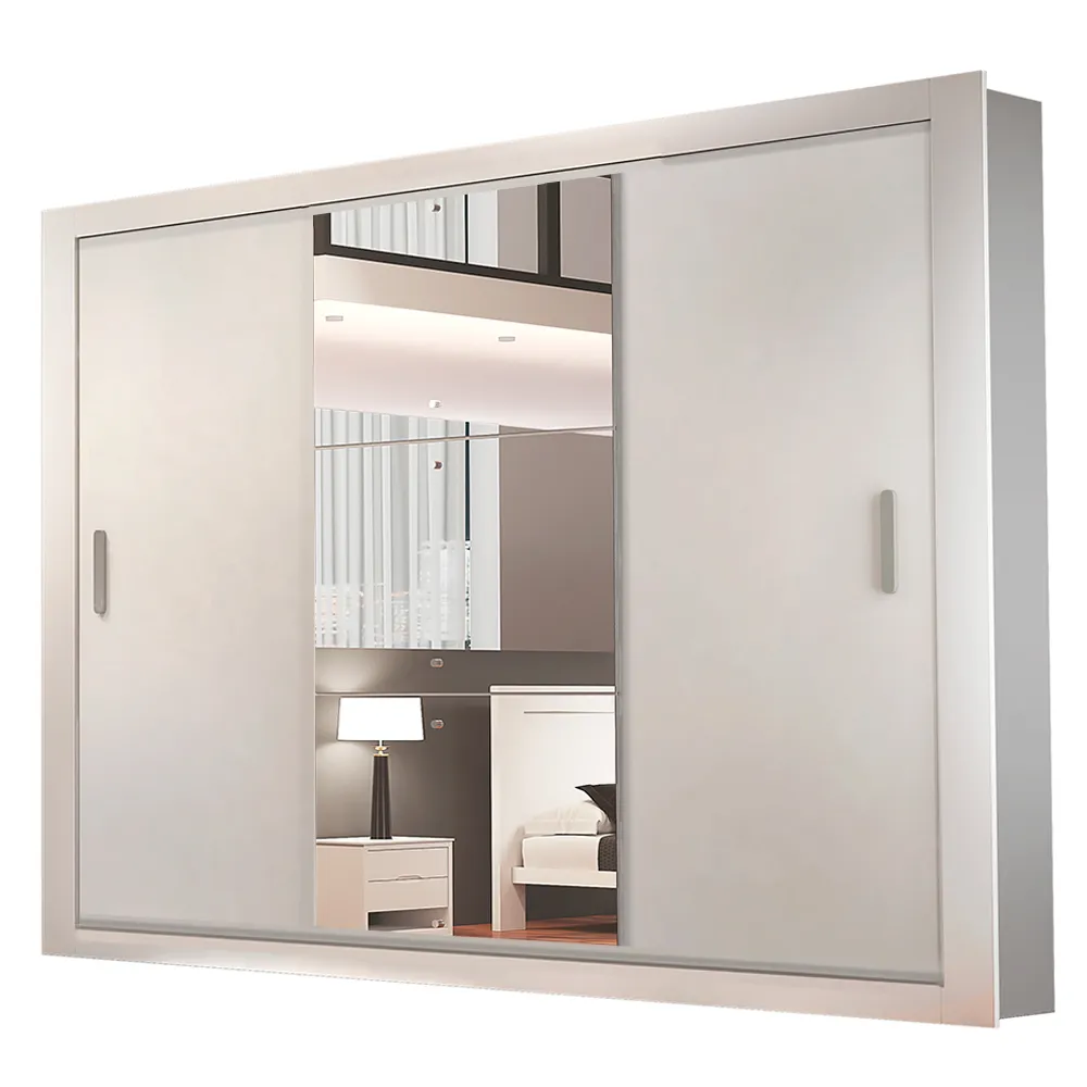 -33%OFF Guarda-Roupa Veneza Luxo com Espelho – 3 portas – Branco + 3%OFF no PIX na Sono Show Móveis
