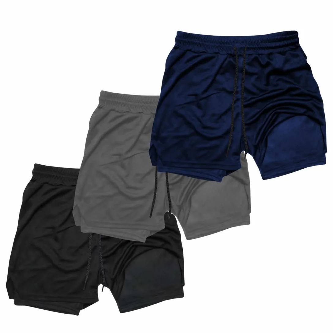 -59% OFF Kit 3 Shorts Treino Dry Térmico 2 em 1