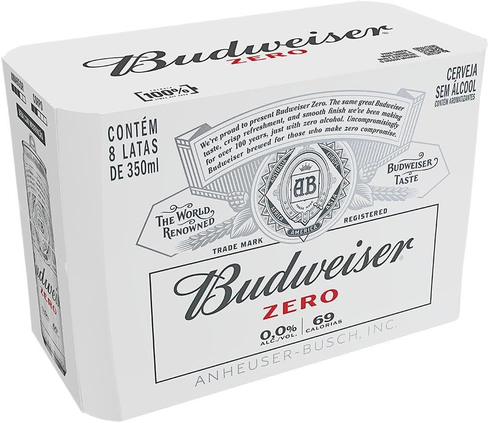 -19% Pack Cerveja Budweiser Zero Álcool, 350ml, Lata – 8 unidades -19% Pack Cerveja Budweiser Zero Álcool, 350ml, Lata – 8 unidades