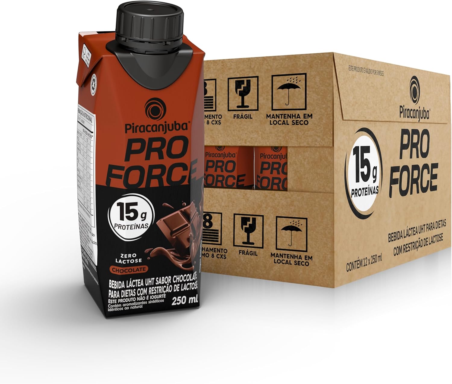 -17% Piracanjuba ProForce 15g de Proteínas Zero Lactose Sabor Chocolate – 12 Unidades de 250ml