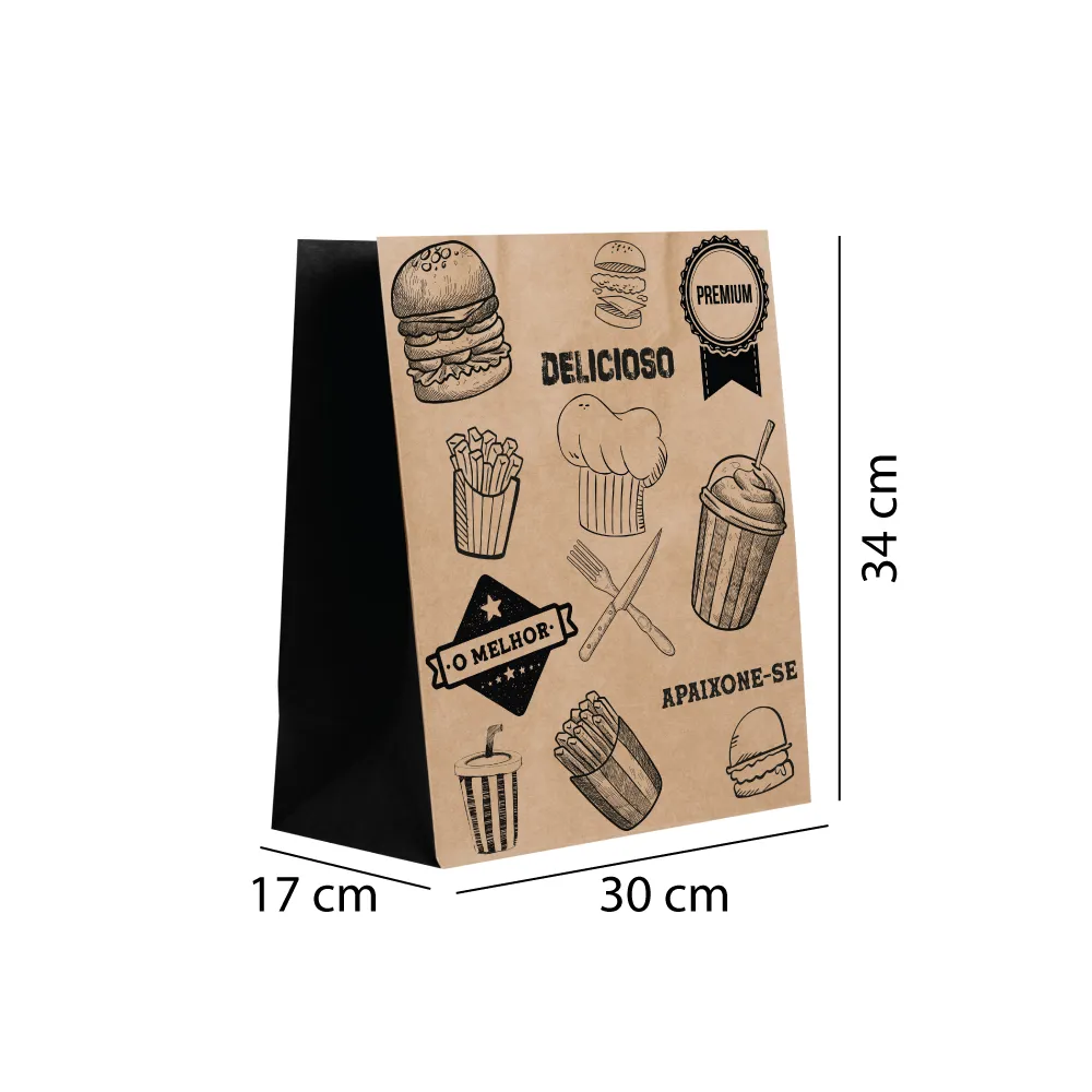 -10%OFF Saco de papel kraft Delivery tamanho “G1” 34x30x17 cm