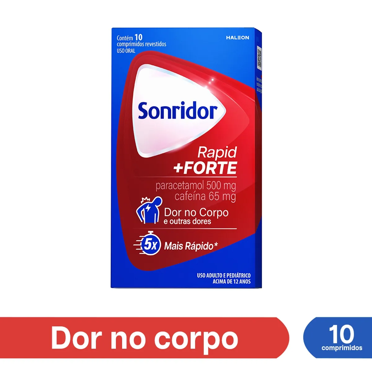 -71%OFF Sonridor Rapid Forte Paracetamol 500mg + Cafeína 65mg Dor no Corpo e Febre 10 comprimidos