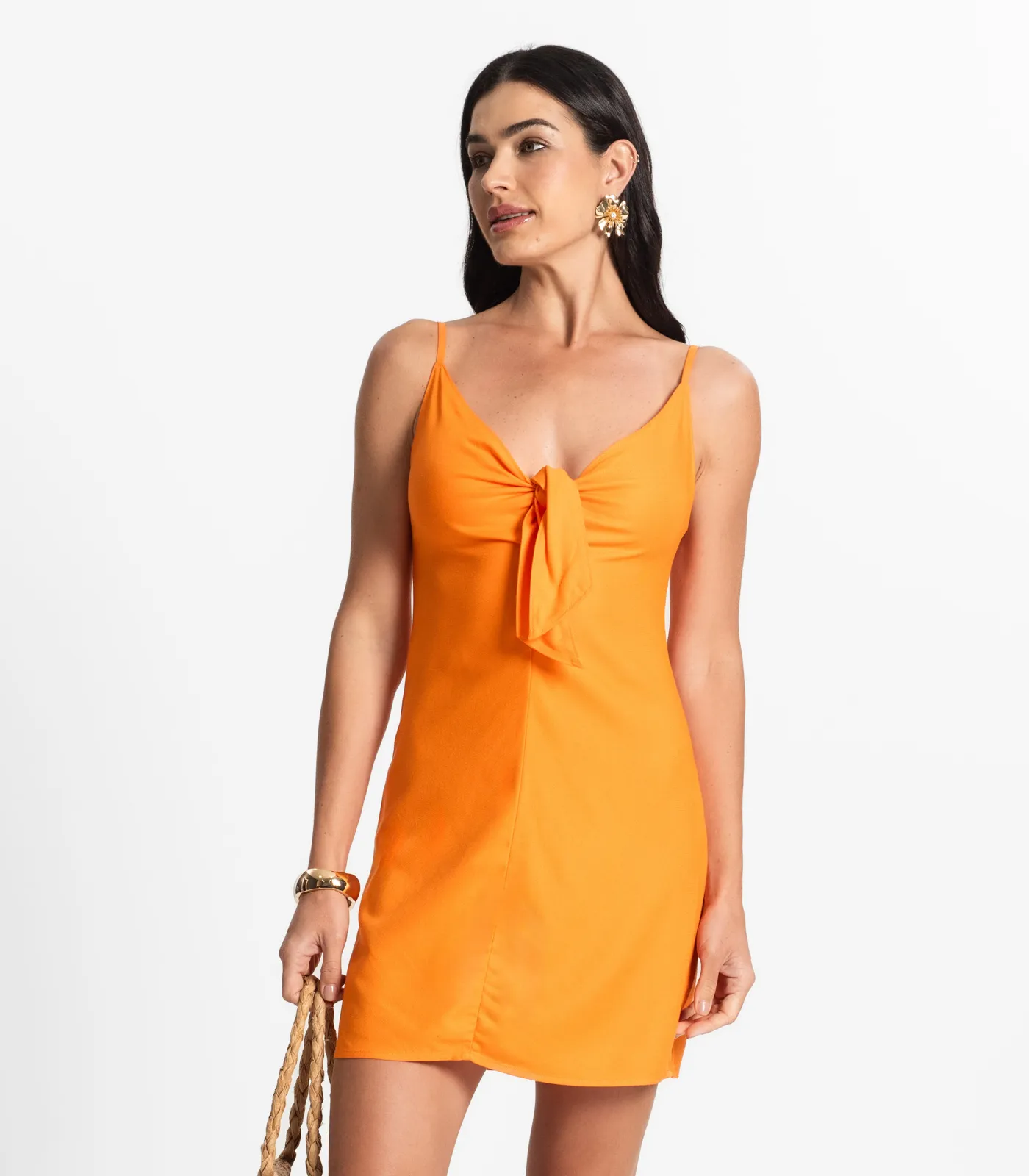 -81%OFF Vestido Feminino Alcinha Com Amarração Select Laranja -81%OFF Vestido Feminino Alcinha Com Amarração Select Laranja