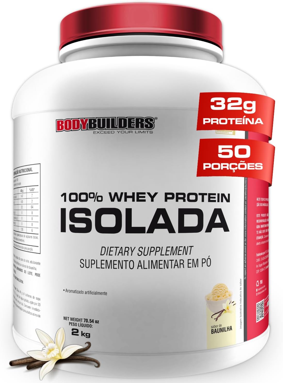 -20% Whey Protein 100% Isolada Baunilha 2kg – Bodybuilders