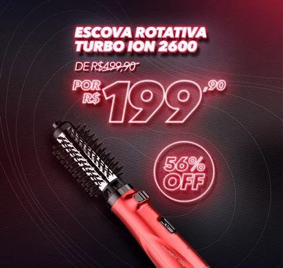 -56%OFF Escova Modeladora Turbo Íon 2600 Rotating Styler Bivolt + 10%OFF no PIX -56%OFF Escova Modeladora Turbo Íon 2600 Rotating Styler Bivolt + 10%OFF no PIX