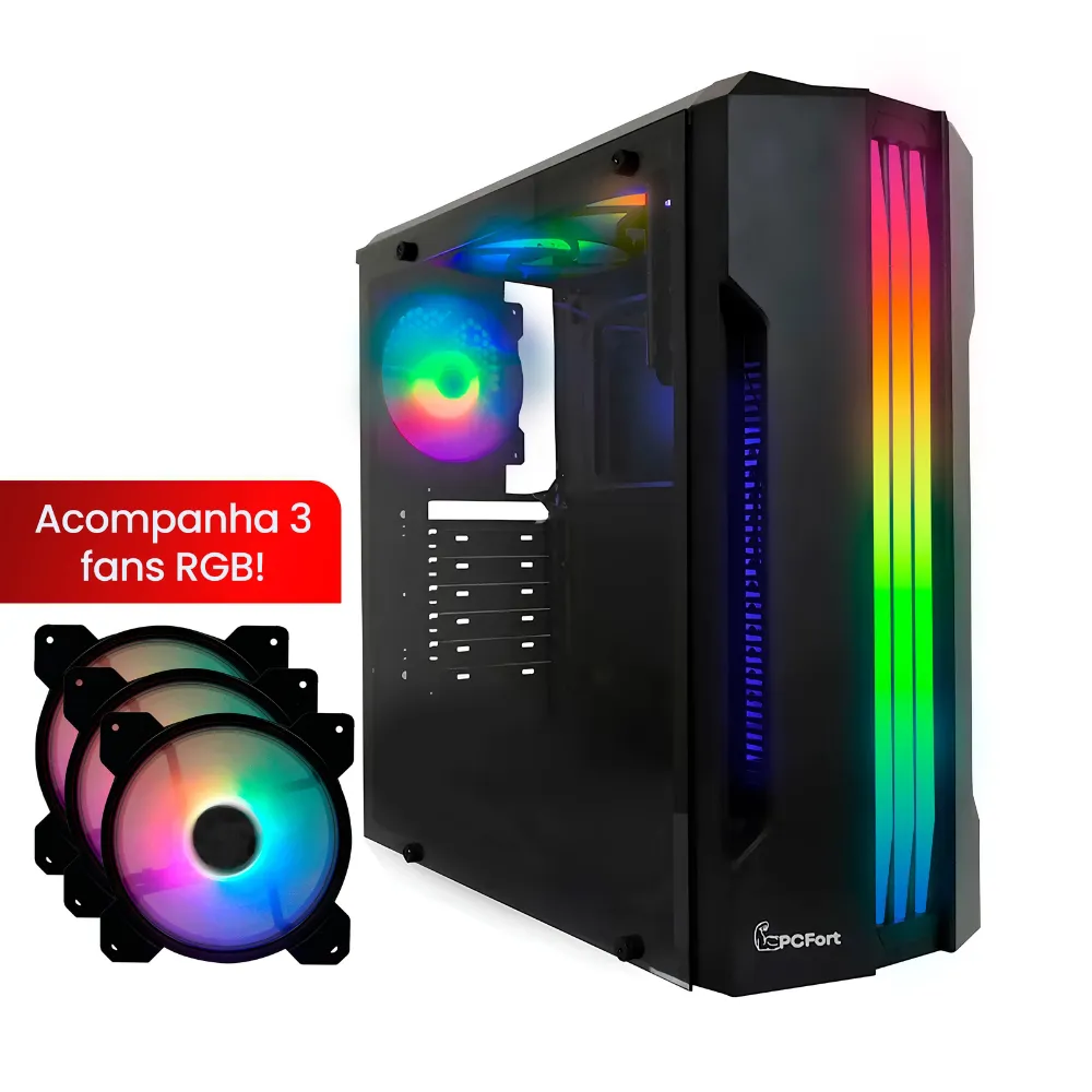 -51%OFF + 10%OFF no PIX Gabinete Gamer PCFort Lines RGB na Concórdia Informática -51%OFF + 10%OFF no PIX Gabinete Gamer PCFort Lines RGB na Concórdia Informática